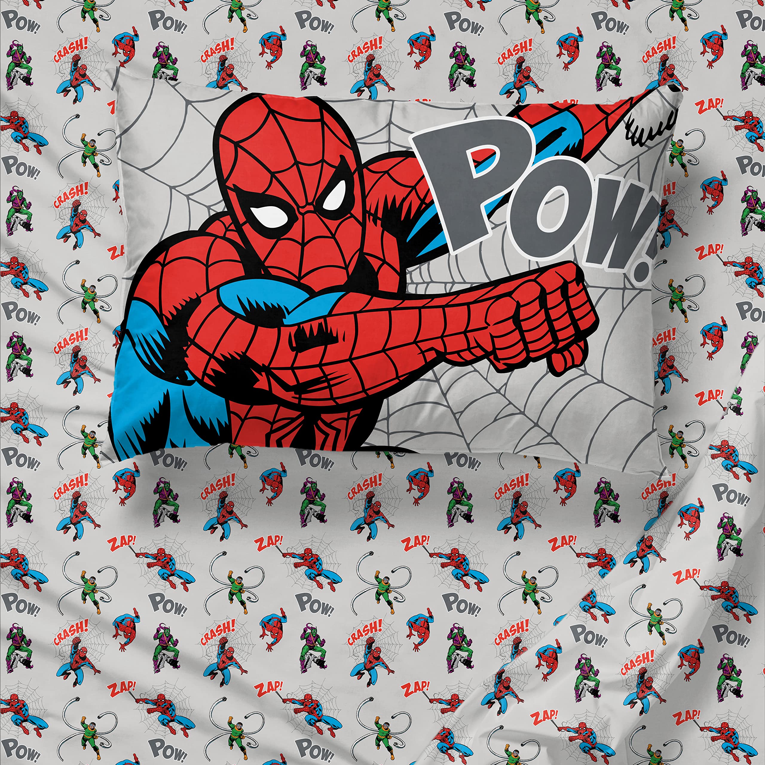 Spider man シーツ Marvel Spiderman Blue 7 Piece Full Bed Set w/ Sham, 100